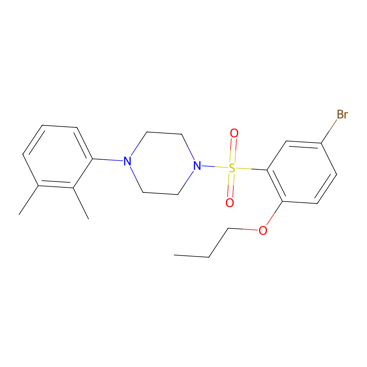 1-(5-Bromo-2-propoxybenzenesulfonyl)-4-(2,3-dimethylphenyl)piperazine molecular structure, CAS 1216631-77-4