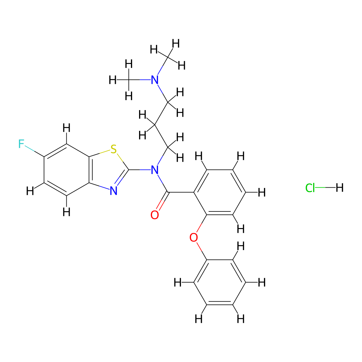 N-(3-(dimethylamino)propyl)-N-(6-fluorobenzo[d]thiazol-2-yl)-2-phenoxybenzamide hydrochloride molecular structure, CAS 1216637-06-7
