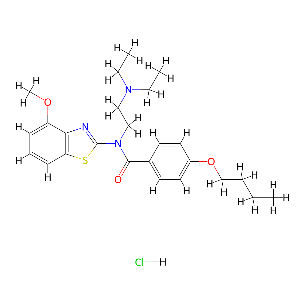 4-butoxy-N-(2-(diethylamino)ethyl)-N-(4-methoxybenzo[d]thiazol-2-yl)benzamide hydrochloride molecular structure, CAS 1216637-50-1