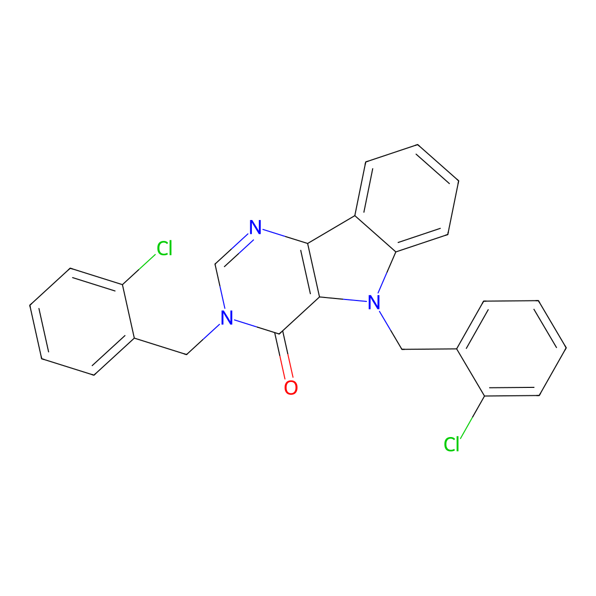 3,5-bis(2-chlorobenzyl)-3H-pyrimido[5,4-b]indol-4(5H)-one molecular structure, CAS 1216638-35-5