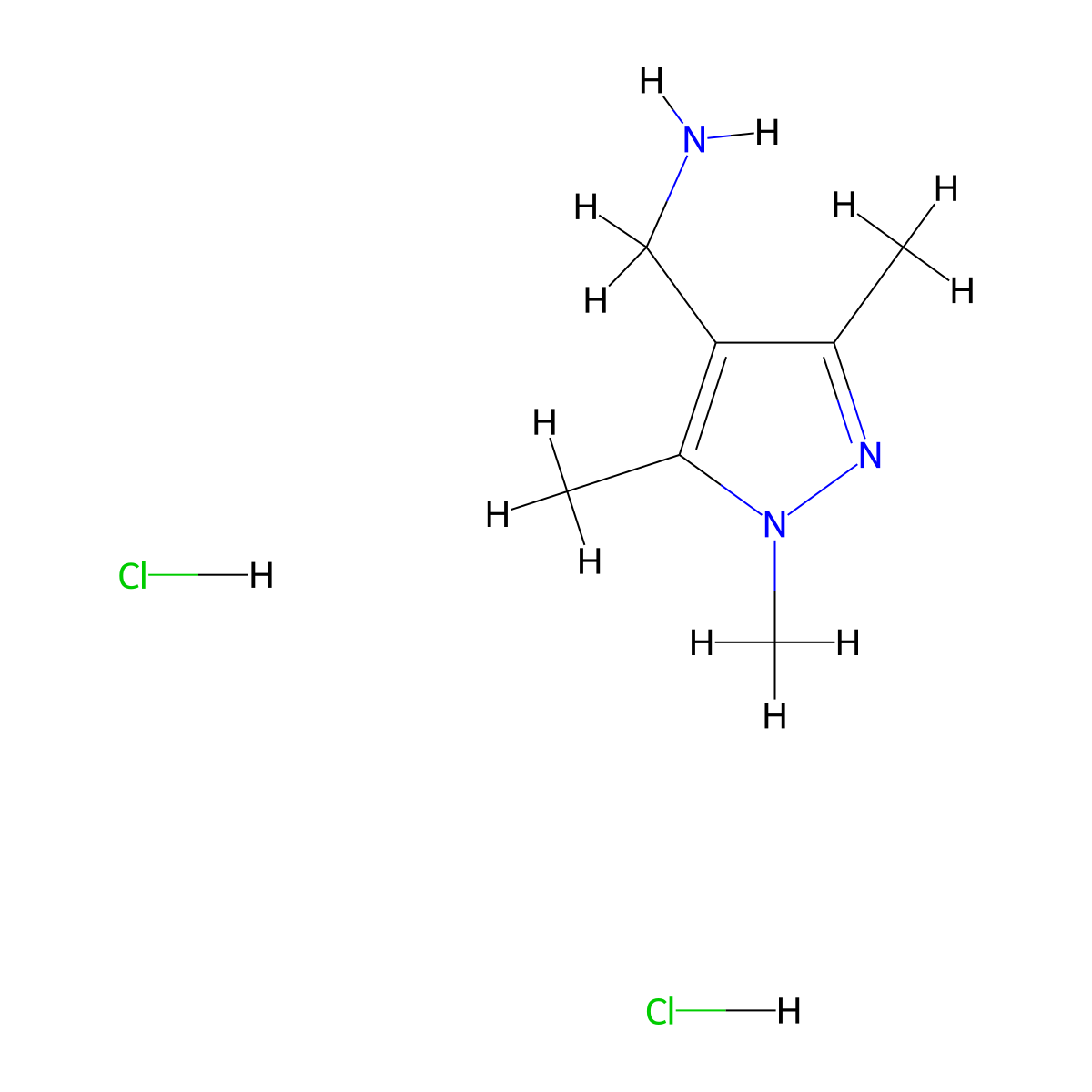 (1,3,5-Trimethylpyrazol-4-yl)methanamine;dihydrochloride molecular structure, CAS 1216640-16-2