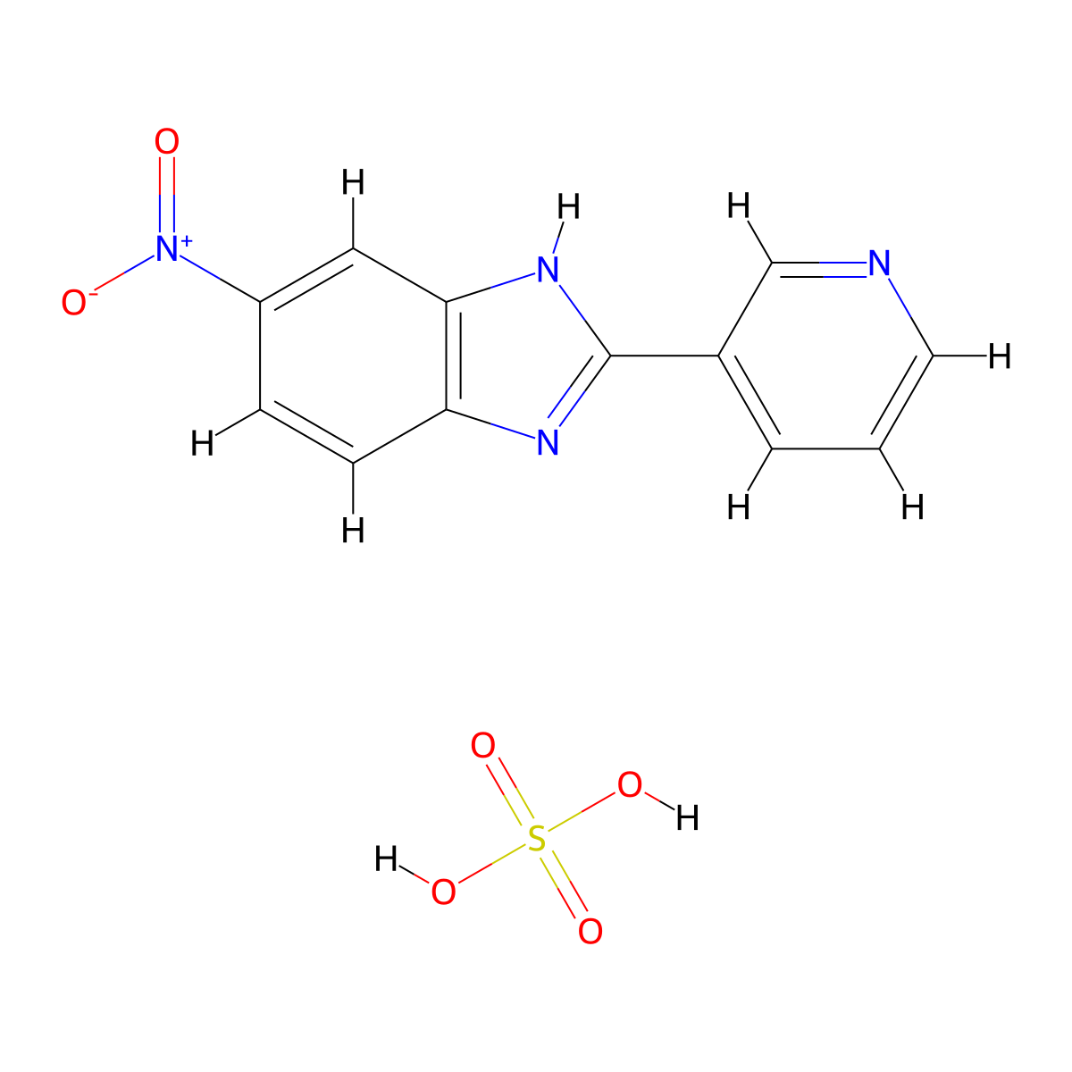 5-Nitro-2-(pyridin-3-yl)-1H-benzo[d]imidazole sulfate molecular structure, CAS 1216640-26-4