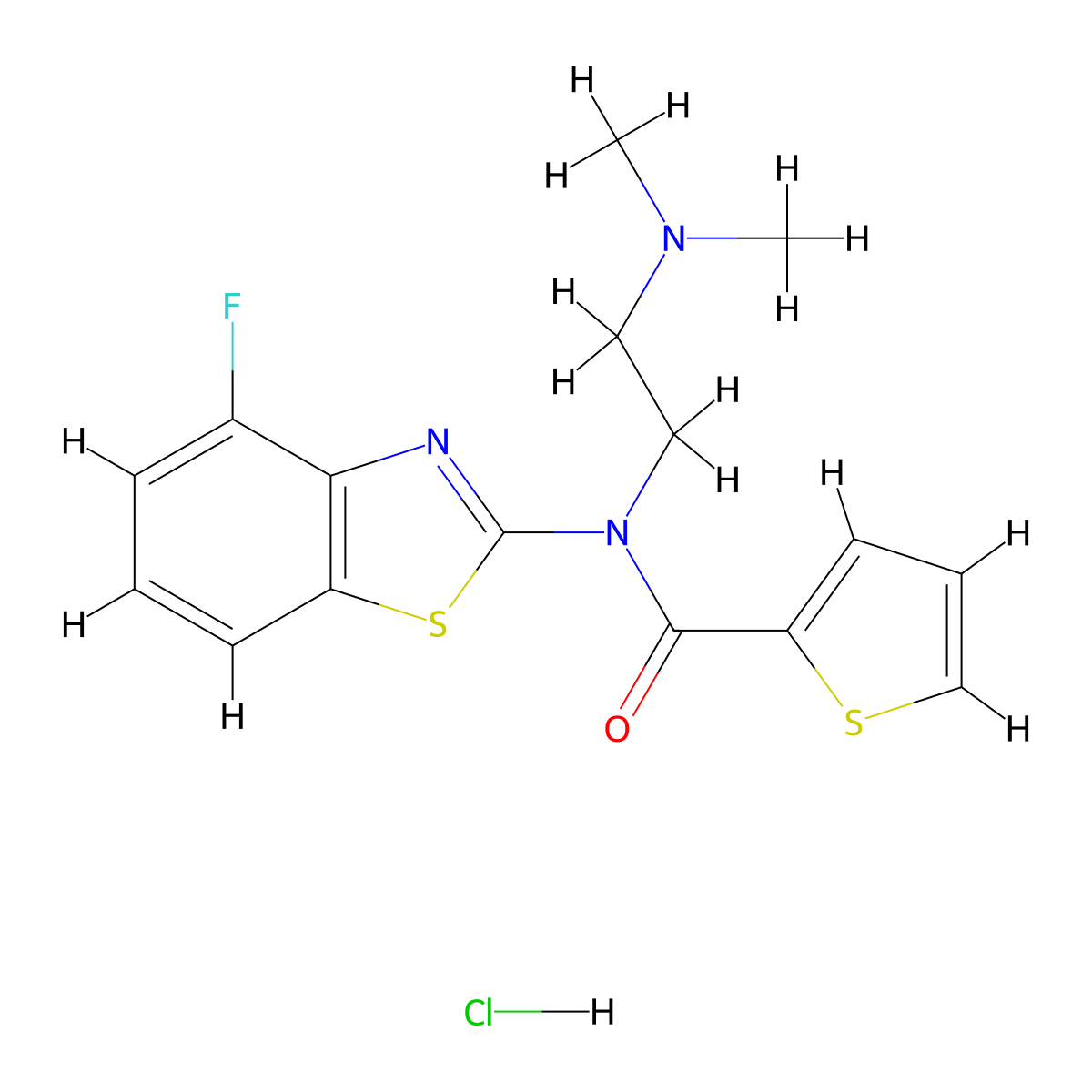 N-(2-(dimethylamino)ethyl)-N-(4-fluorobenzo[d]thiazol-2-yl)thiophene-2-carboxamide hydrochloride molecular structure, CAS 1216642-05-5