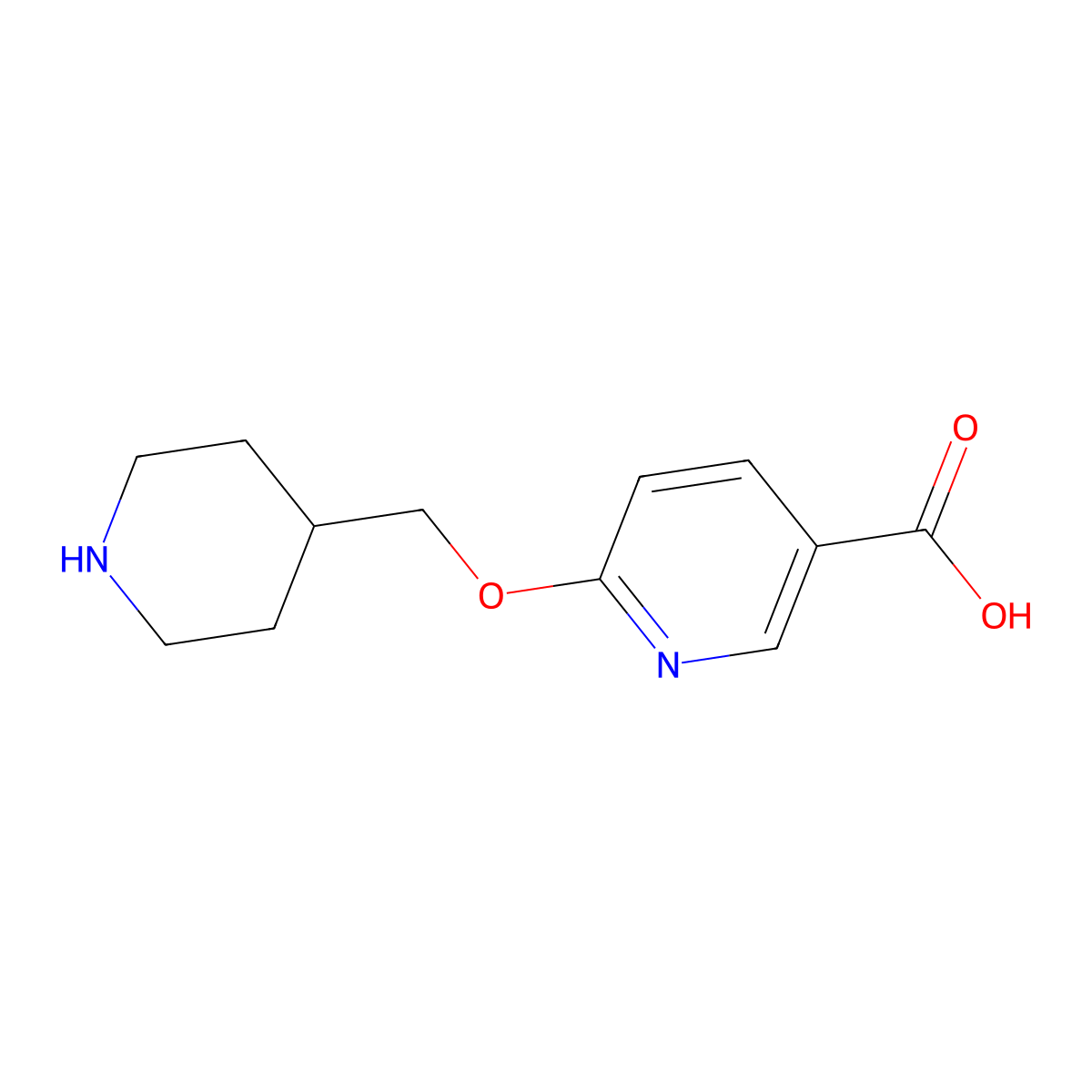 6-(Piperidin-4-ylmethoxy)nicotinic acid molecular structure, CAS 1216644-32-4