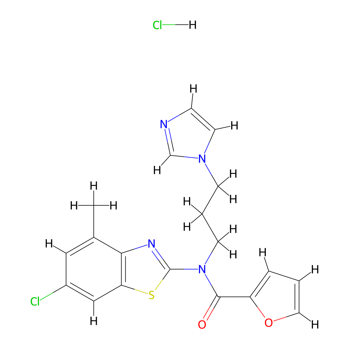 N-(3-(1H-imidazol-1-yl)propyl)-N-(6-chloro-4-methylbenzo[d]thiazol-2-yl)furan-2-carboxamide hydrochloride molecular structure, CAS 1216645-19-0