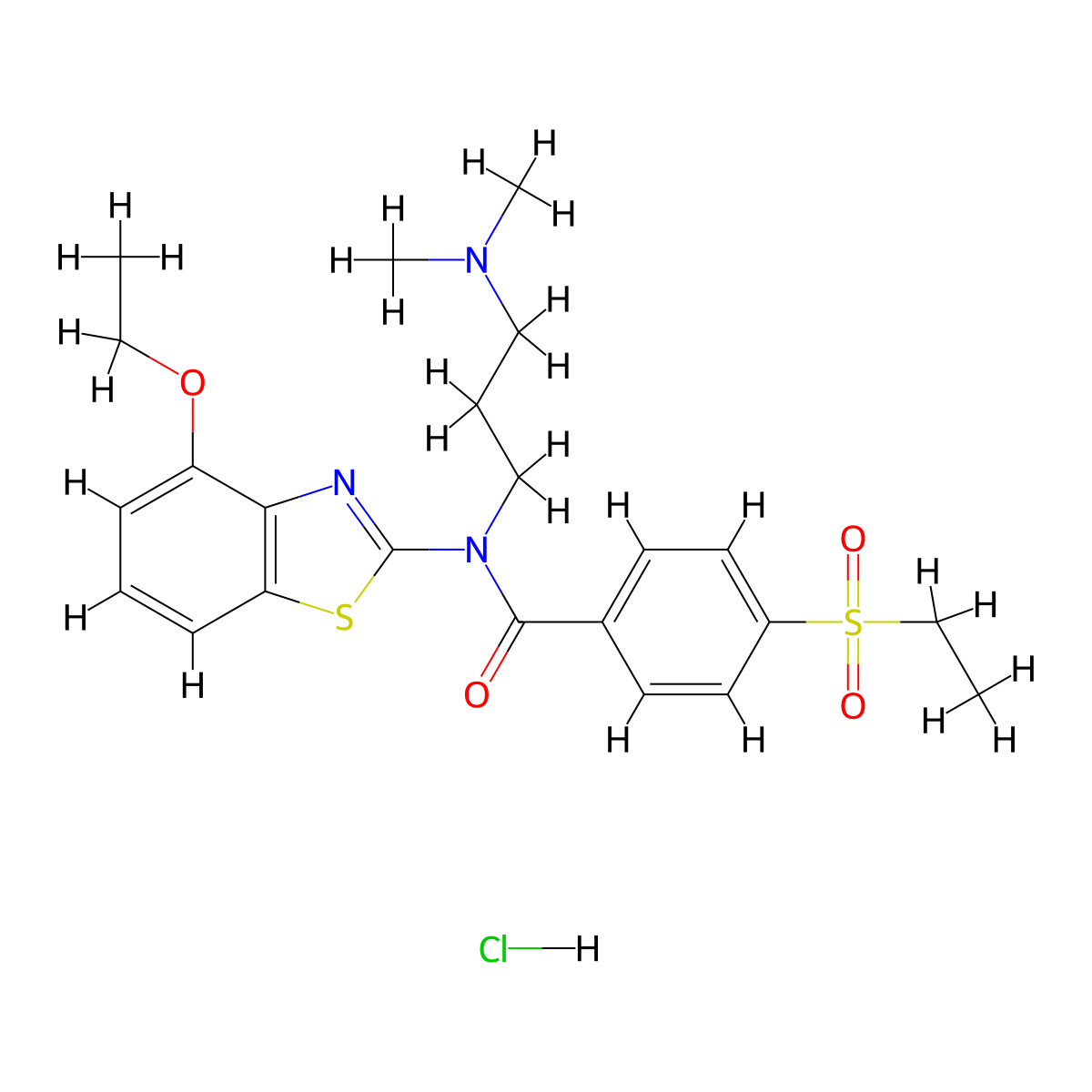 N-(3-(dimethylamino)propyl)-N-(4-ethoxybenzo[d]thiazol-2-yl)-4-(ethylsulfonyl)benzamide hydrochloride molecular structure, CAS 1216645-75-8