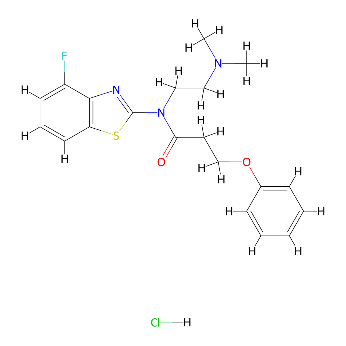 N-(2-(dimethylamino)ethyl)-N-(4-fluorobenzo[d]thiazol-2-yl)-3-phenoxypropanamide hydrochloride molecular structure, CAS 1216646-85-3