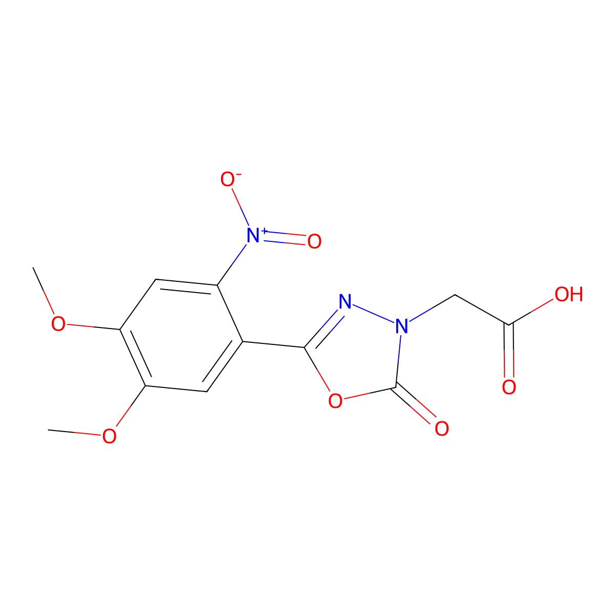 [5-(4,5-Dimethoxy-2-nitrophenyl)-2-oxo-1,3,4-oxadiazol-3(2H)-yl]acetic acid molecular structure, CAS 1216647-67-4