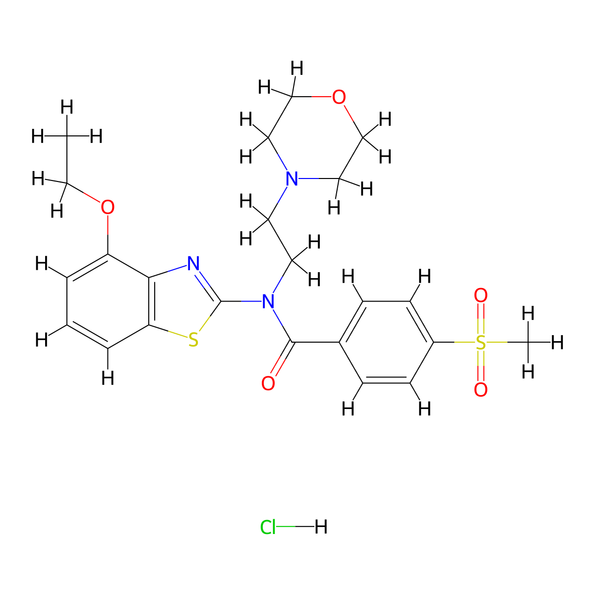 N-(4-ethoxybenzo[d]thiazol-2-yl)-4-(methylsulfonyl)-N-(2-morpholinoethyl)benzamide hydrochloride molecular structure, CAS 1216648-09-7