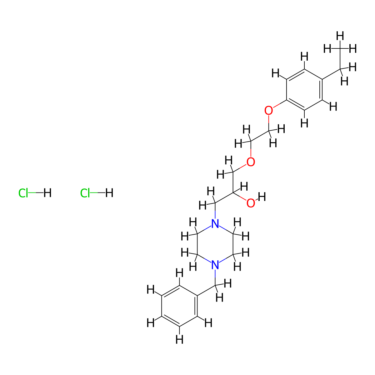 1-(4-Benzylpiperazin-1-yl)-3-(2-(4-ethylphenoxy)ethoxy)propan-2-ol dihydrochloride molecular structure, CAS 1216648-34-8