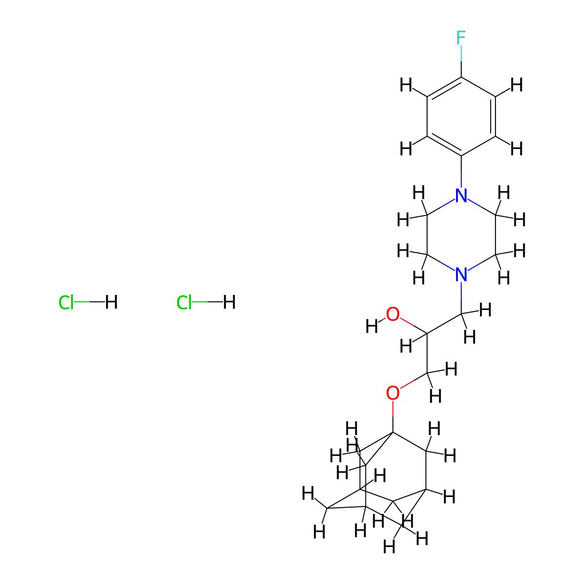 1-(Adamantan-1-yloxy)-3-[4-(4-fluorophenyl)piperazin-1-yl]propan-2-ol dihydrochloride molecular structure, CAS 1216648-50-8