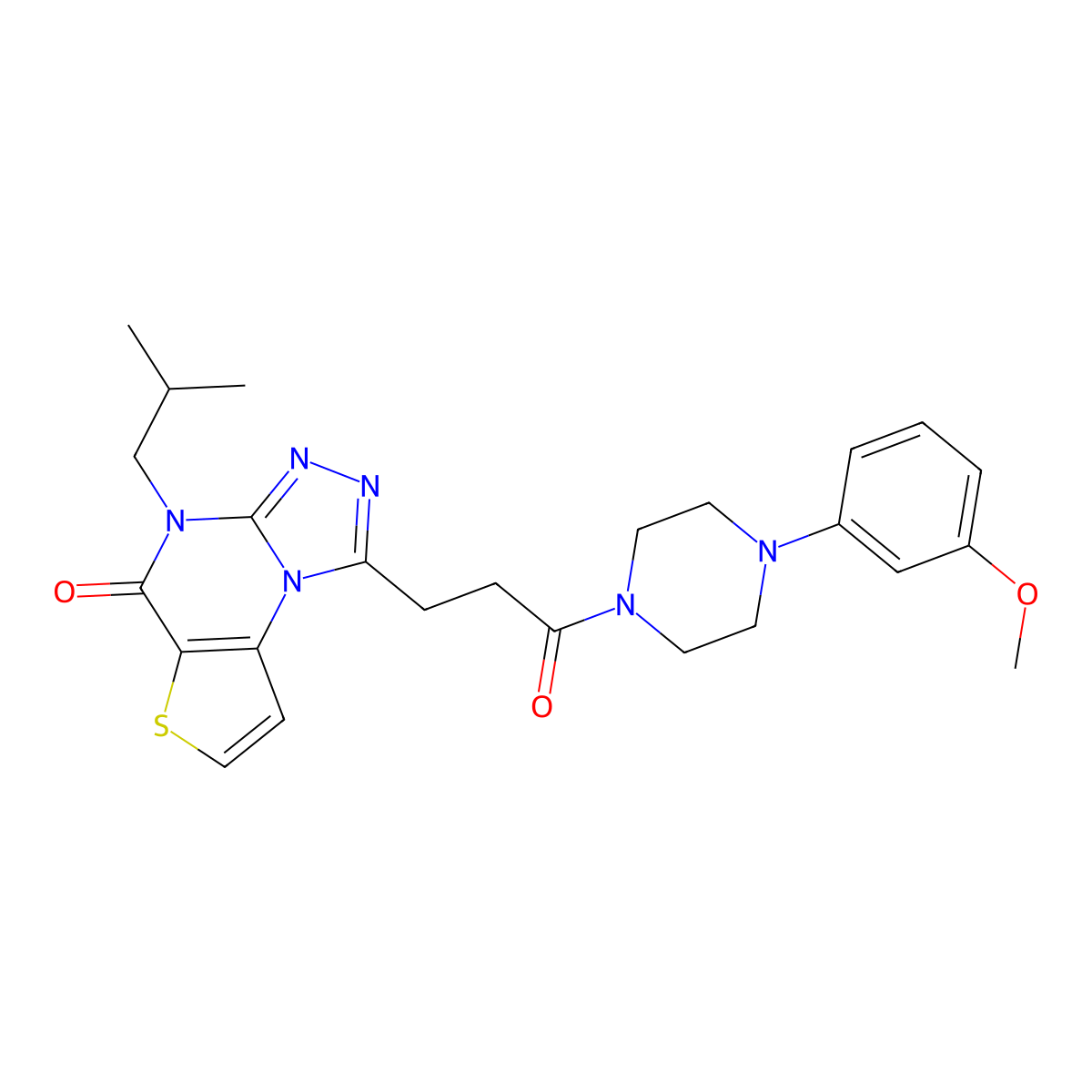 4-isobutyl-1-(3-(4-(3-methoxyphenyl)piperazin-1-yl)-3-oxopropyl)thieno[2,3-e][1,2,4]triazolo[4,3-a]pyrimidin-5(4H)-one molecular structure, CAS 1216648-96-2