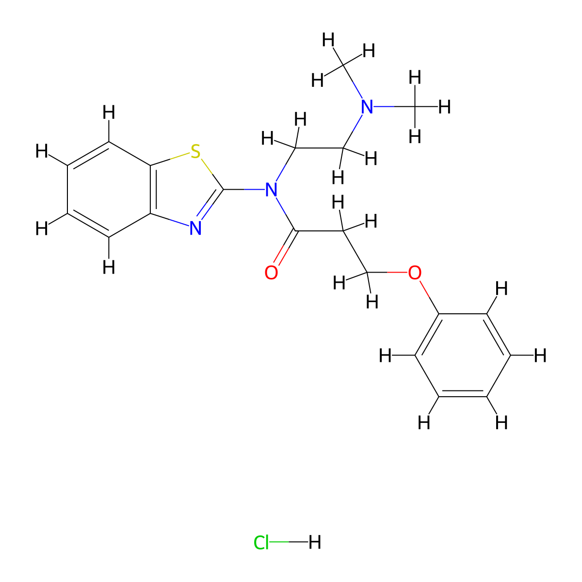 N-(benzo[d]thiazol-2-yl)-N-(2-(dimethylamino)ethyl)-3-phenoxypropanamide hydrochloride molecular structure, CAS 1216649-03-4