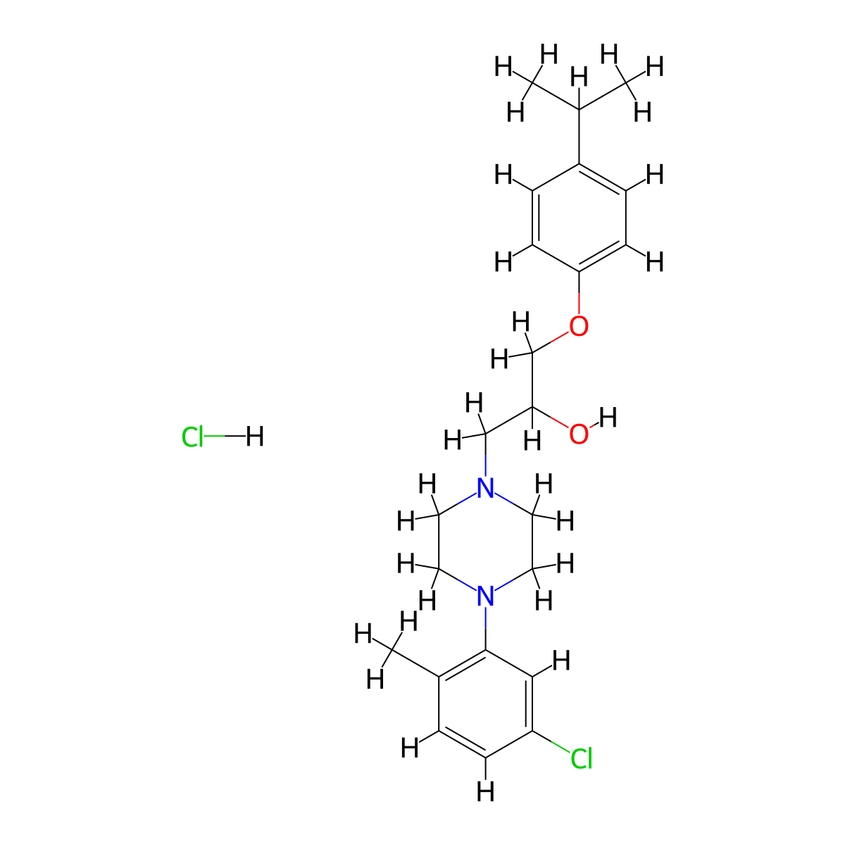 1-(4-(5-Chloro-2-methylphenyl)piperazin-1-yl)-3-(4-isopropylphenoxy)propan-2-ol hydrochloride molecular structure, CAS 1216651-02-3
