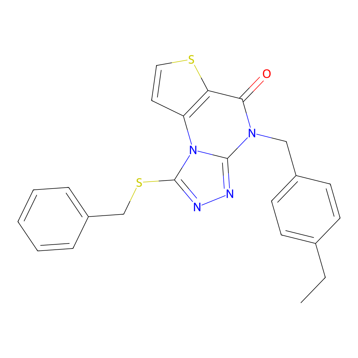 1-(benzylthio)-4-(4-ethylbenzyl)thieno[2,3-e][1,2,4]triazolo[4,3-a]pyrimidin-5(4H)-one molecular structure, CAS 1216652-98-0