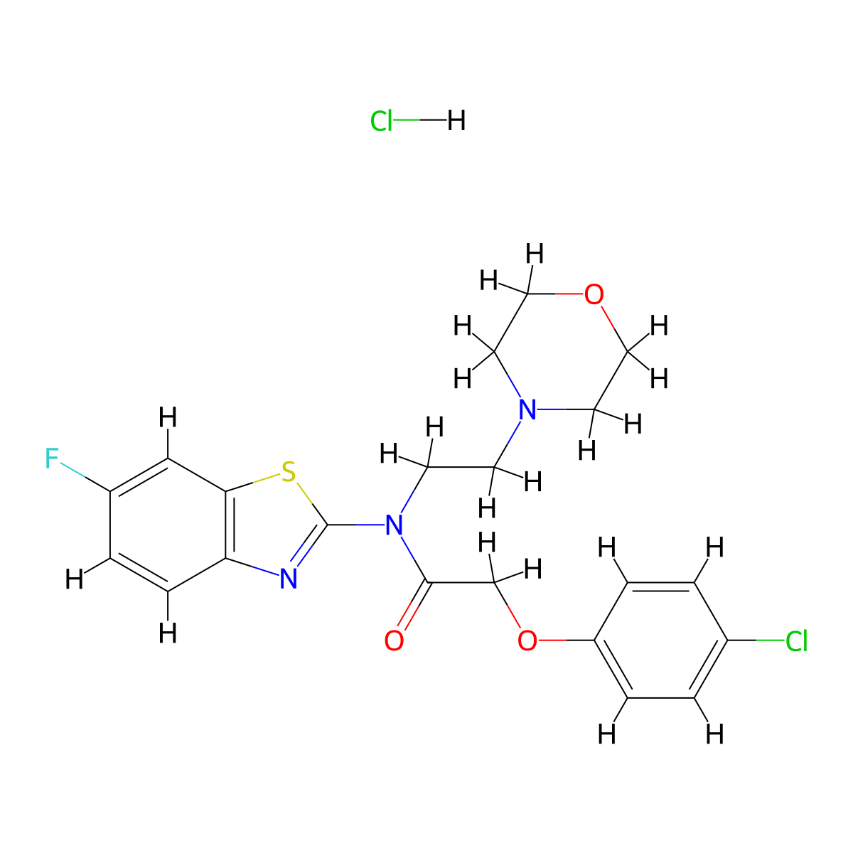 2-(4-chlorophenoxy)-N-(6-fluorobenzo[d]thiazol-2-yl)-N-(2-morpholinoethyl)acetamide hydrochloride molecular structure, CAS 1216653-79-0