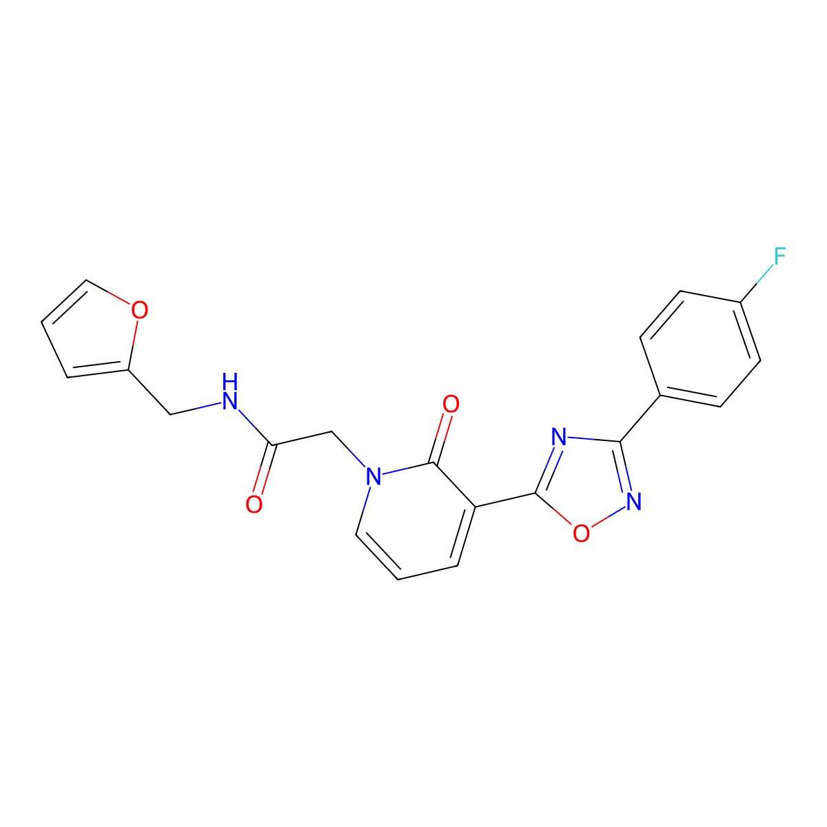 2-(3-(3-(4-fluorophenyl)-1,2,4-oxadiazol-5-yl)-2-oxopyridin-1(2H)-yl)-N-(furan-2-ylmethyl)acetamide molecular structure, CAS 1216654-98-6