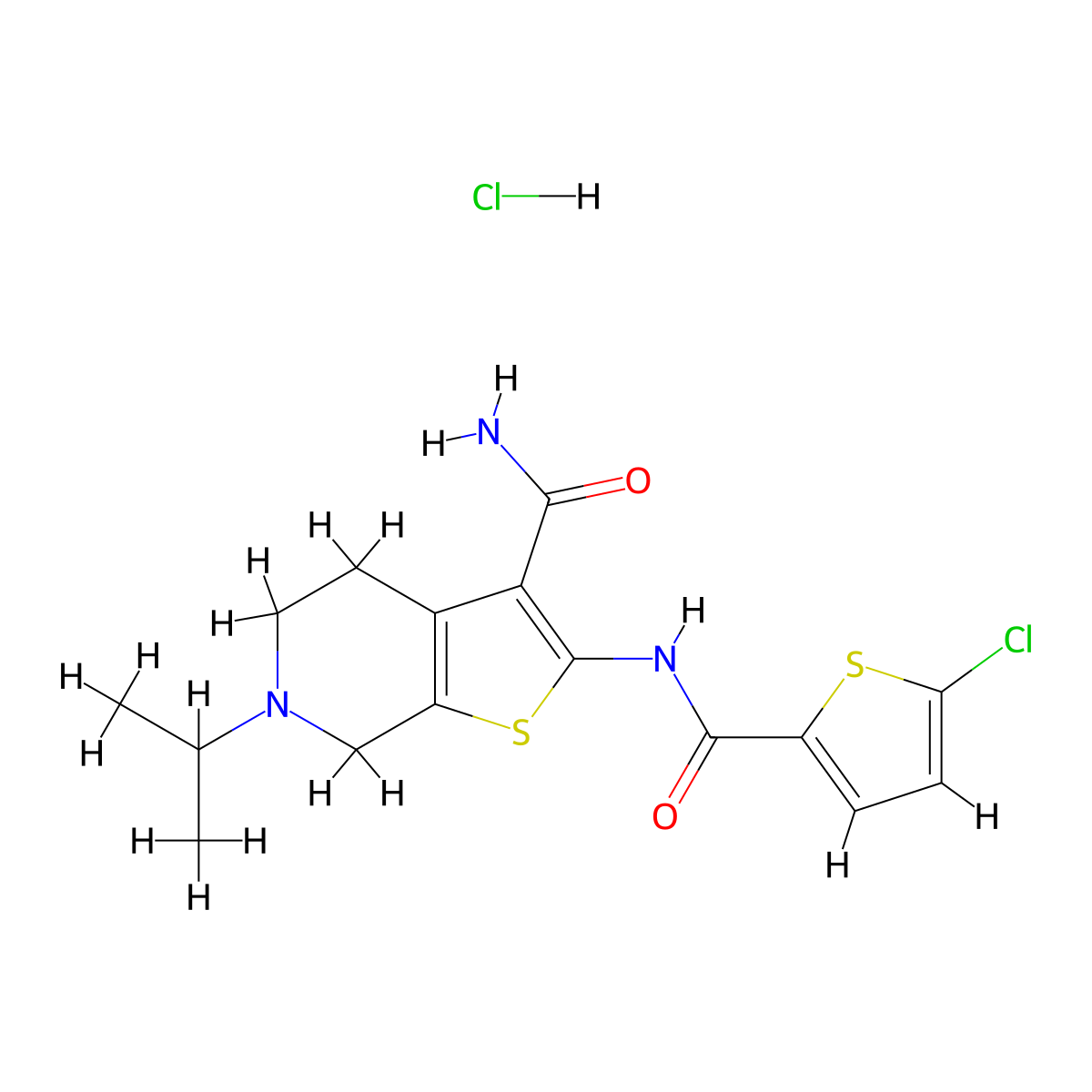 2-(5-Chlorothiophene-2-carboxamido)-6-isopropyl-4,5,6,7-tetrahydrothieno[2,3-c]pyridine-3-carboxamide hydrochloride molecular structure, CAS 1216655-45-6
