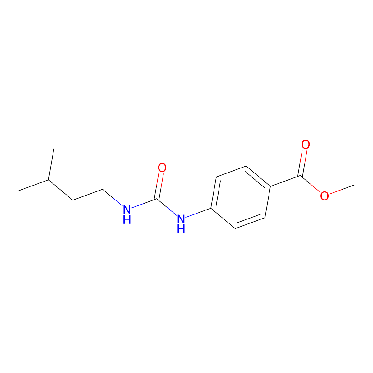 Methyl 4-{[(3-methylbutyl)carbamoyl]amino}benzoate molecular structure, CAS 1216656-69-7