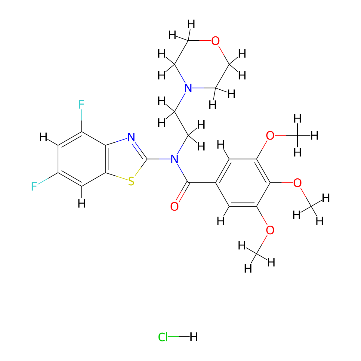 N-(4,6-difluorobenzo[d]thiazol-2-yl)-3,4,5-trimethoxy-N-(2-morpholinoethyl)benzamide hydrochloride molecular structure, CAS 1216658-29-5