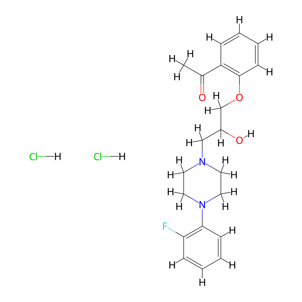 1-(2-{3-[4-(2-Fluorophenyl)piperazin-1-yl]-2-hydroxypropoxy}phenyl)ethan-1-one dihydrochloride molecular structure, CAS 1216658-30-8