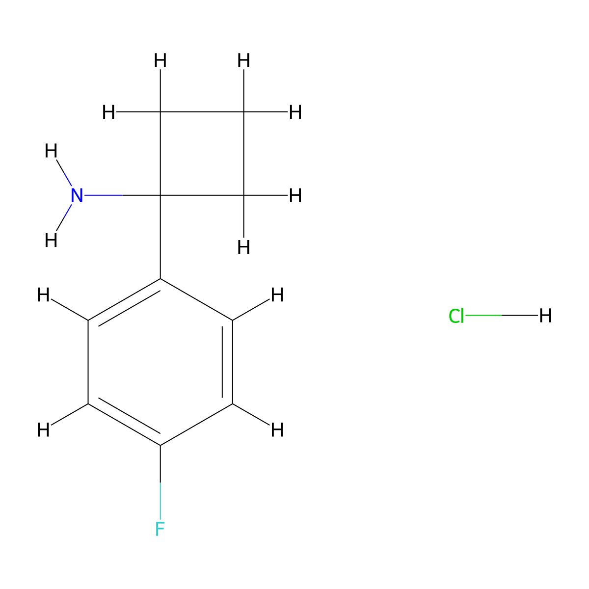 1-(4-Fluorophenyl)cyclobutan-1-amine hydrochloride molecular structure, CAS 1216658-90-0