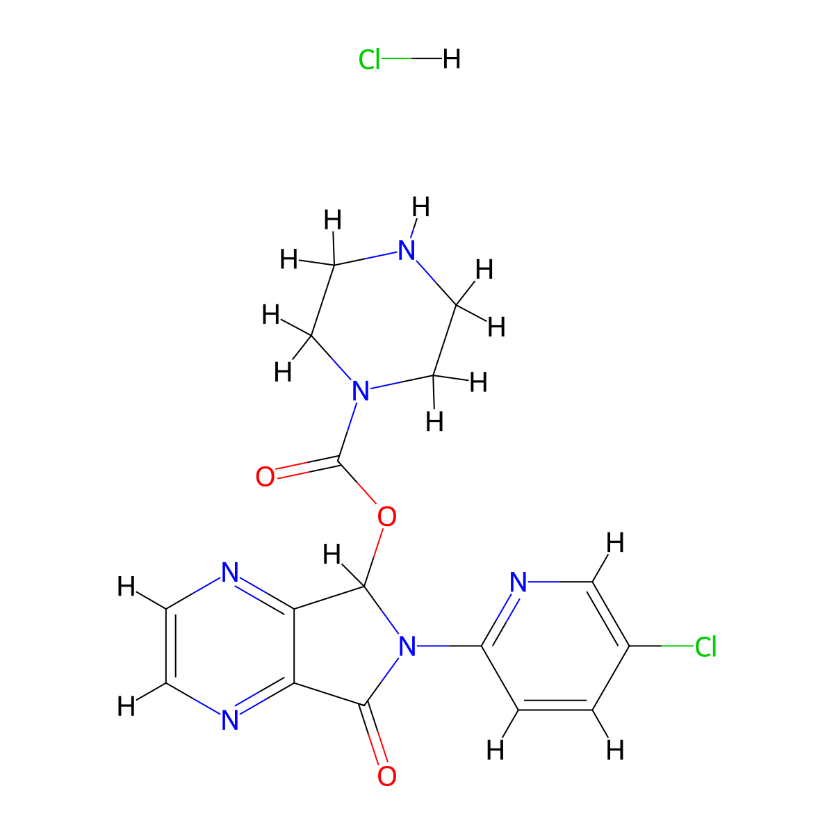 6-(5-Chloropyridin-2-yl)-7-oxo-6,7-dihydro-5H-pyrrolo[3,4-b]pyrazin-5-yl piperazine-1-carboxylate hydrochloride molecular structure, CAS 1216659-29-8