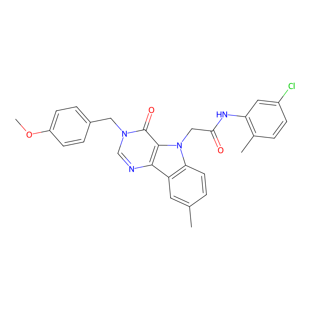 N-(5-chloro-2-methylphenyl)-2-(3-(4-methoxybenzyl)-8-methyl-4-oxo-3H-pyrimido[5,4-b]indol-5(4H)-yl)acetamide molecular structure, CAS 1216660-88-6