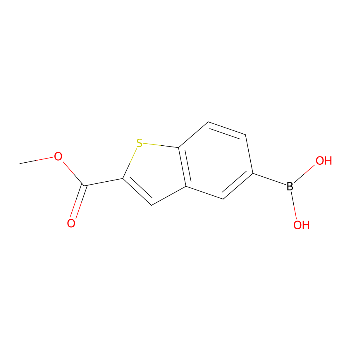 (2-(Methoxycarbonyl)benzo[b]thiophen-5-yl)boronic acid molecular structure, CAS 1216665-41-6