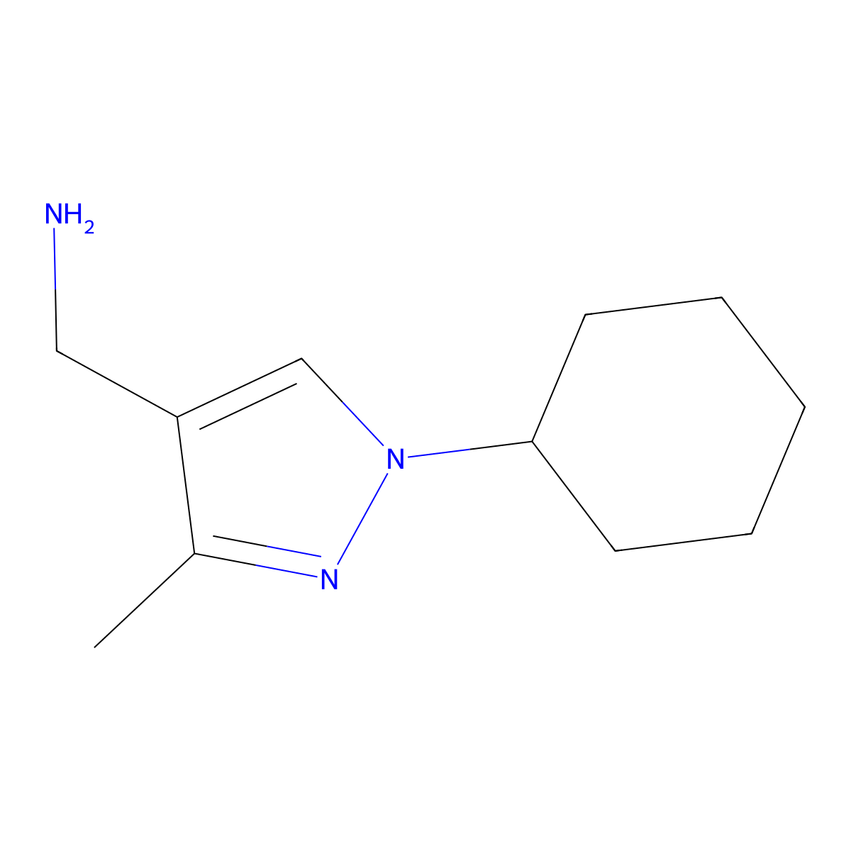 (1-cyclohexyl-3-methyl-1H-pyrazol-4-yl)methanamine molecular structure, CAS 1216666-23-7