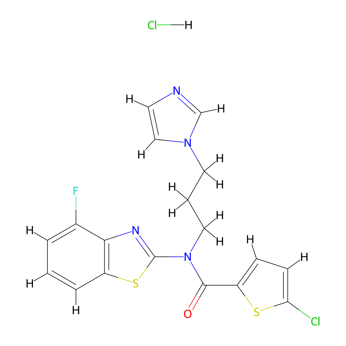 N-(3-(1H-imidazol-1-yl)propyl)-5-chloro-N-(4-fluorobenzo[d]thiazol-2-yl)thiophene-2-carboxamide hydrochloride molecular structure, CAS 1216668-34-6