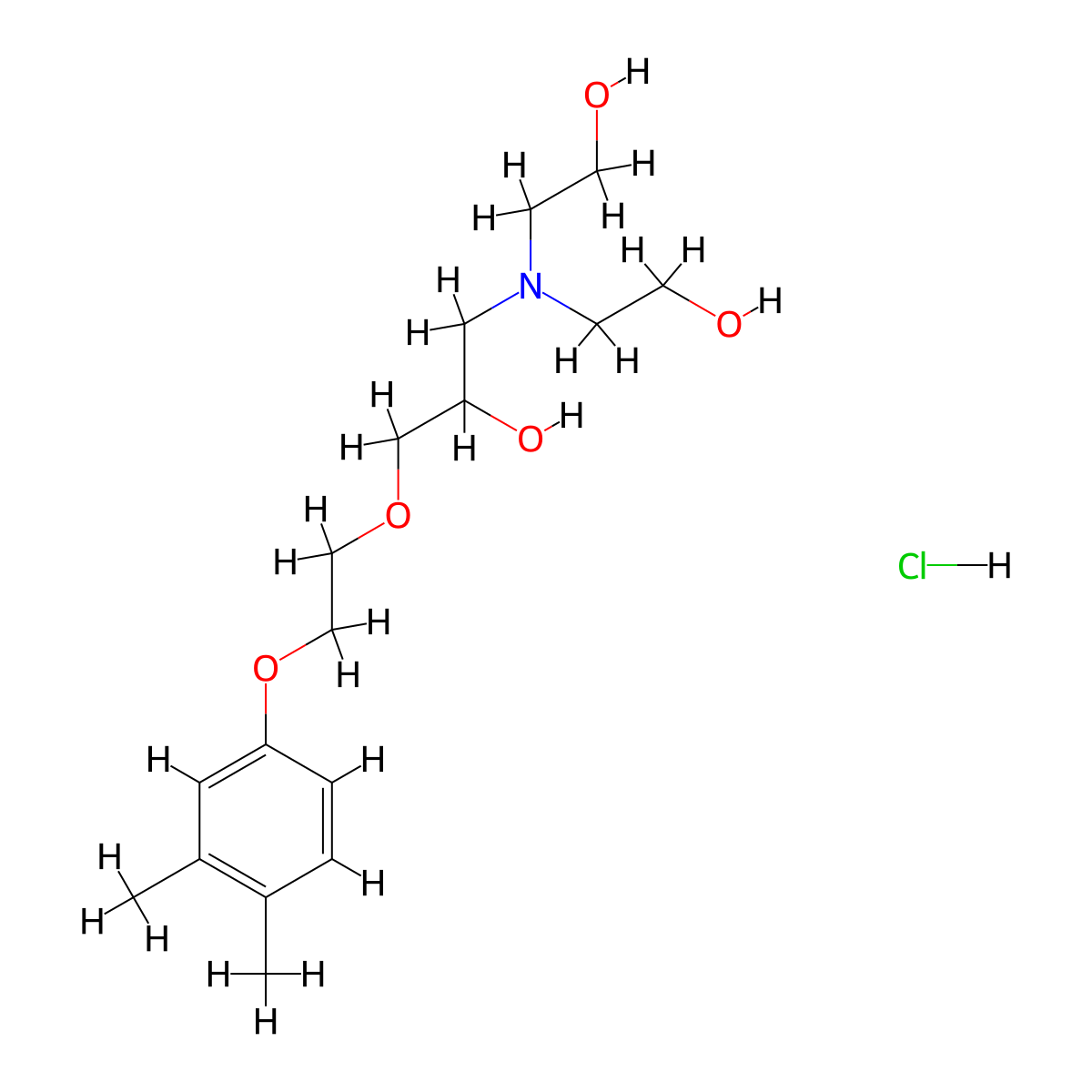 2-({3-[2-(3,4-Dimethylphenoxy)ethoxy]-2-hydroxypropyl}(2-hydroxyethyl)amino)ethan-1-ol hydrochloride molecular structure, CAS 1216668-86-8