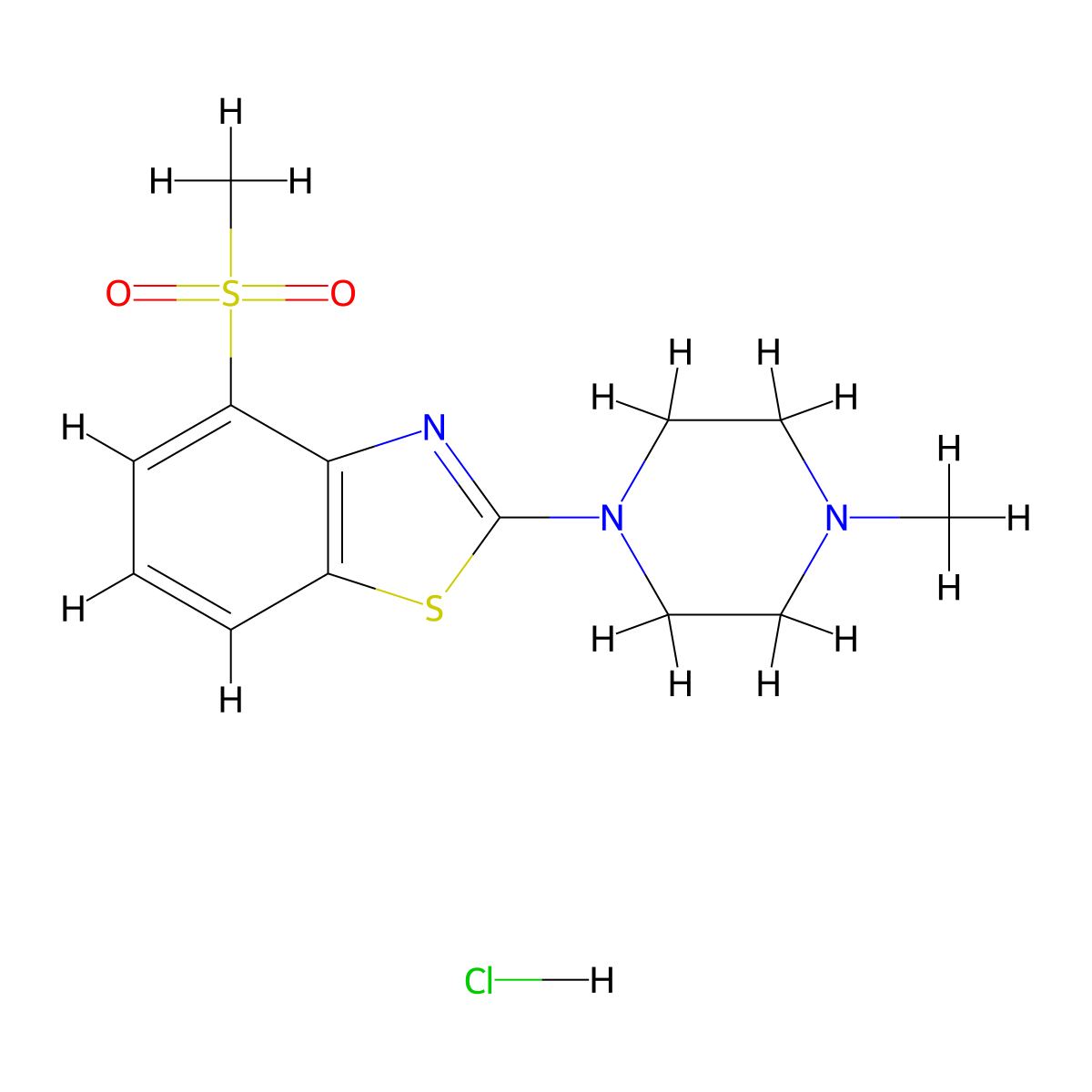 2-(4-Methylpiperazin-1-yl)-4-(methylsulfonyl)benzo[d]thiazole hydrochloride molecular structure, CAS 1216669-05-4