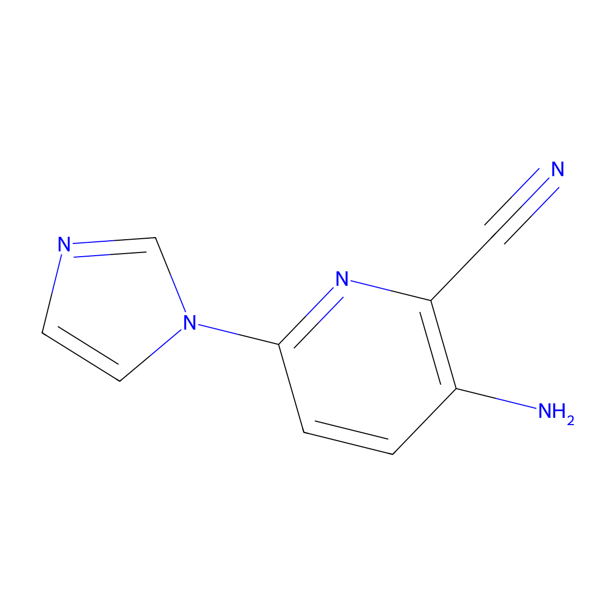 3-Amino-6-(1H-imidazol-1-yl)pyridine-2-carbonitrile molecular structure, CAS 1216669-25-8