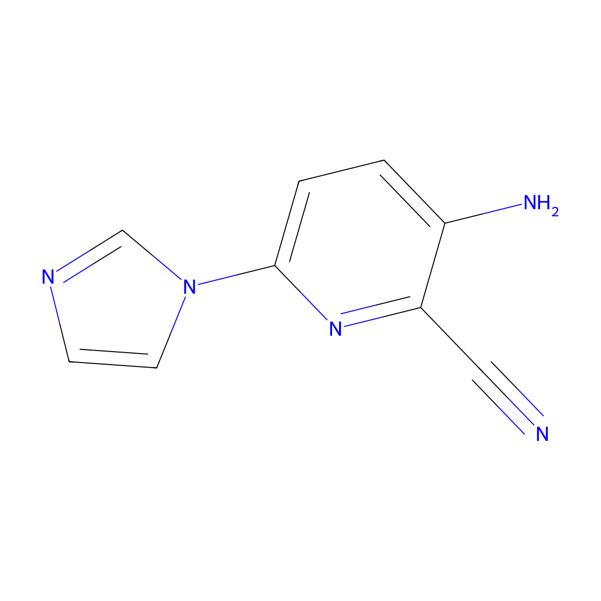 3-Amino-6-(1H-imidazol-1-yl)pyridine-2-carbonitrile molecular structure, CAS 1216669-25-8