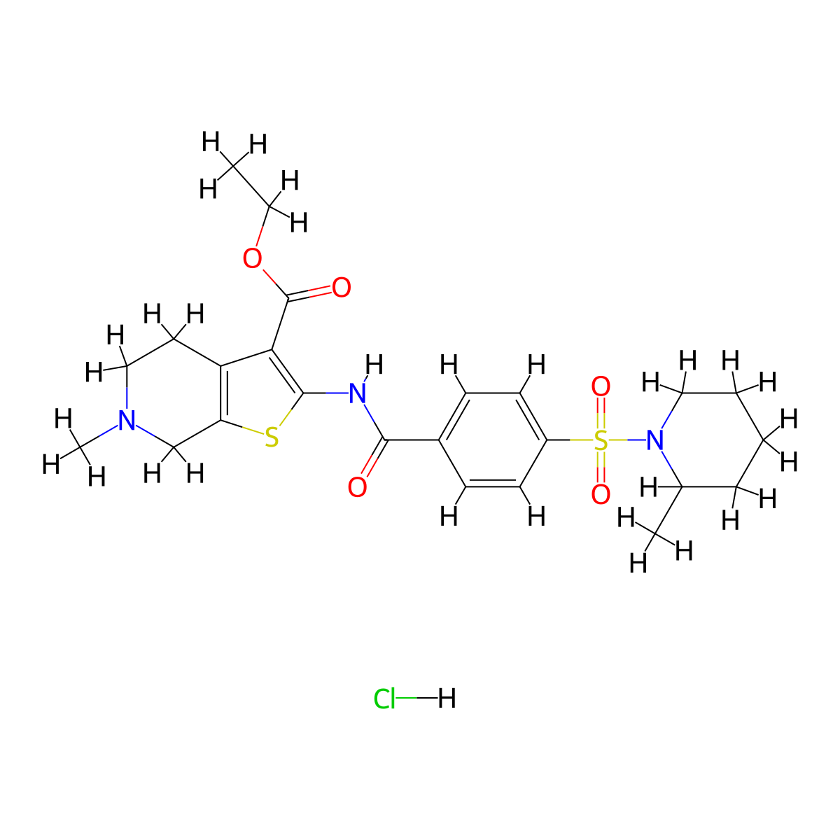 Ethyl 6-methyl-2-(4-((2-methylpiperidin-1-yl)sulfonyl)benzamido)-4,5,6,7-tetrahydrothieno[2,3-c]pyridine-3-carboxylate hydrochloride molecular structure, CAS 1216670-71-1