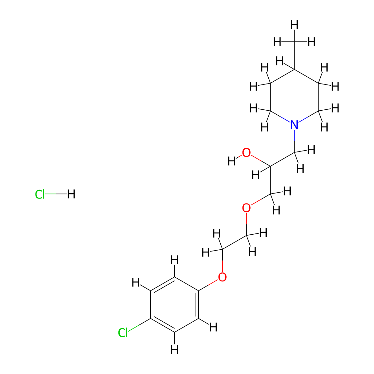 1-(2-(4-Chlorophenoxy)ethoxy)-3-(4-methylpiperidin-1-yl)propan-2-ol hydrochloride molecular structure, CAS 1216673-80-1