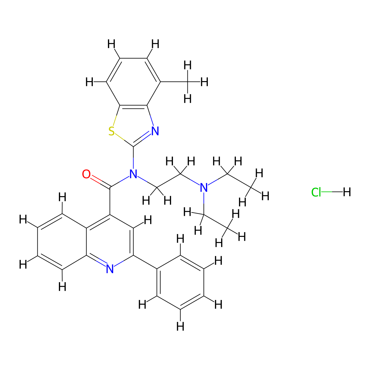 N-(2-(diethylamino)ethyl)-N-(4-methylbenzo[d]thiazol-2-yl)-2-phenylquinoline-4-carboxamide hydrochloride molecular structure, CAS 1216674-15-5
