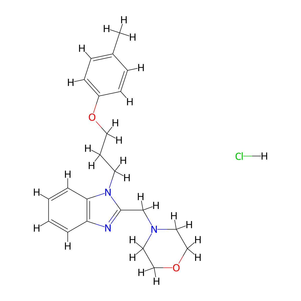 1-[3-(4-methylphenoxy)propyl]-2-[(morpholin-4-yl)methyl]-1H-1,3-benzodiazole hydrochloride molecular structure, CAS 1216674-65-5