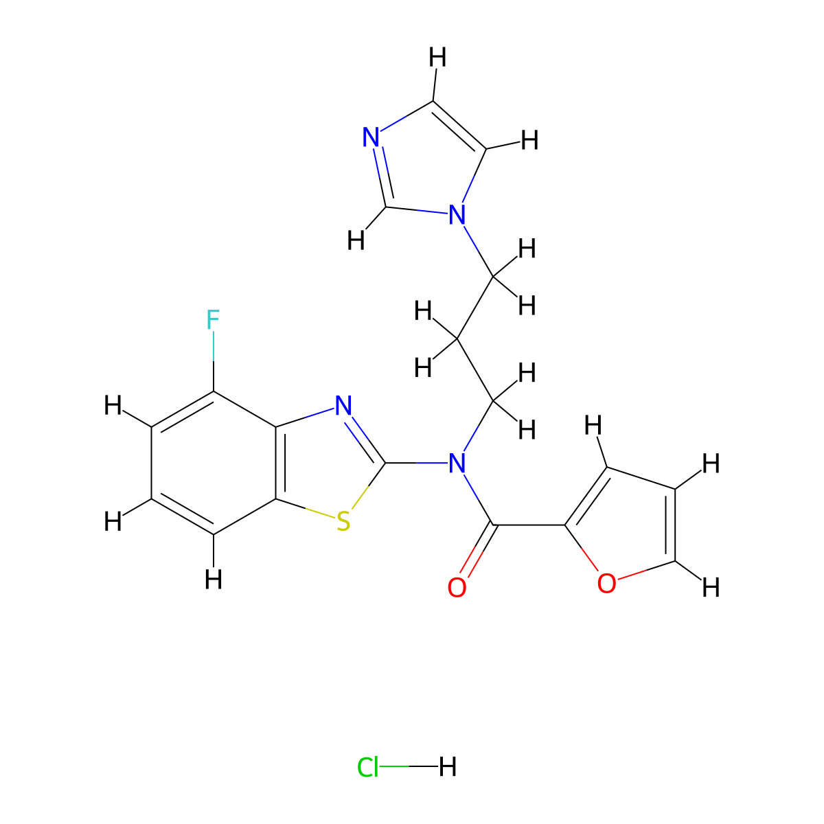 N-(3-(1H-imidazol-1-yl)propyl)-N-(4-fluorobenzo[d]thiazol-2-yl)furan-2-carboxamide hydrochloride molecular structure, CAS 1216674-85-9