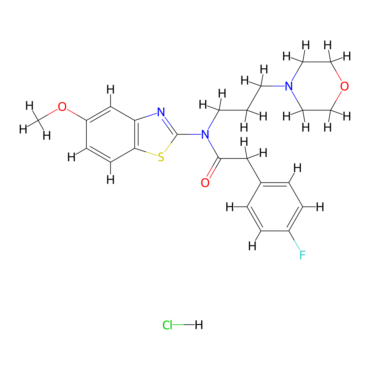 2-(4-fluorophenyl)-N-(5-methoxybenzo[d]thiazol-2-yl)-N-(3-morpholinopropyl)acetamide hydrochloride molecular structure, CAS 1216675-45-4