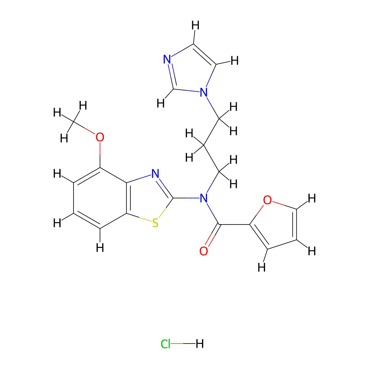 N-(3-(1H-imidazol-1-yl)propyl)-N-(4-methoxybenzo[d]thiazol-2-yl)furan-2-carboxamide hydrochloride molecular structure, CAS 1216675-52-3