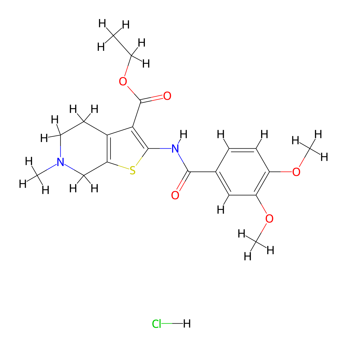 Ethyl 2-(3,4-dimethoxybenzamido)-6-methyl-4,5,6,7-tetrahydrothieno[2,3-c]pyridine-3-carboxylate hydrochloride molecular structure, CAS 1216677-15-4