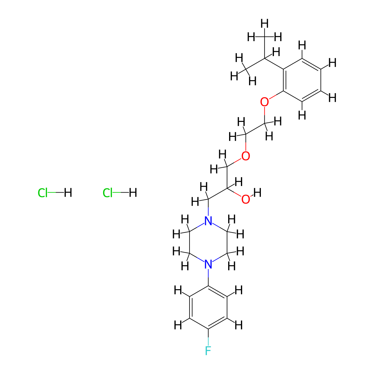 1-(4-(4-Fluorophenyl)piperazin-1-yl)-3-(2-(2-isopropylphenoxy)ethoxy)propan-2-ol dihydrochloride molecular structure, CAS 1216677-58-5