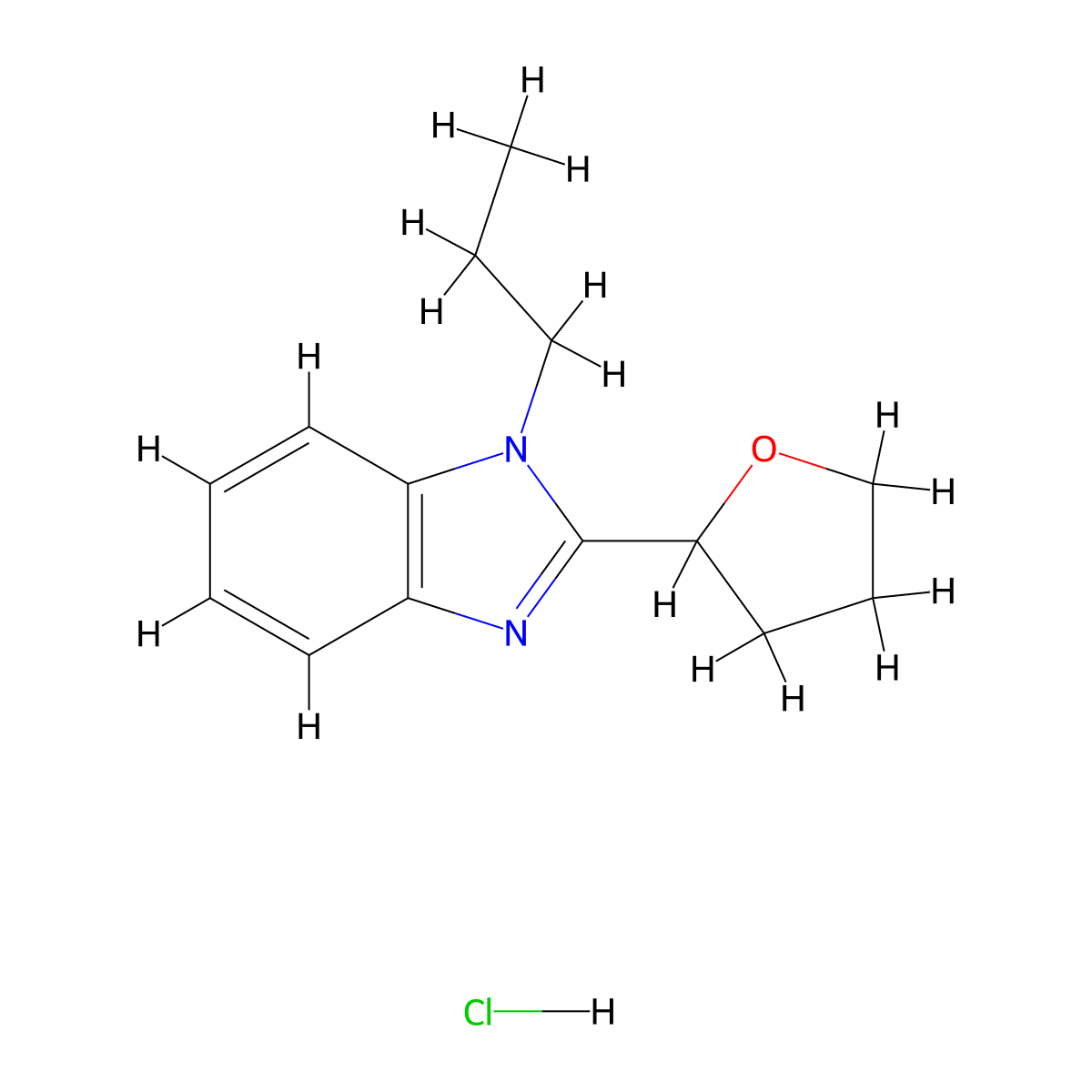 1-propyl-2-(tetrahydrofuran-2-yl)-1H-benzo[d]imidazole hydrochloride molecular structure, CAS 1216677-60-9