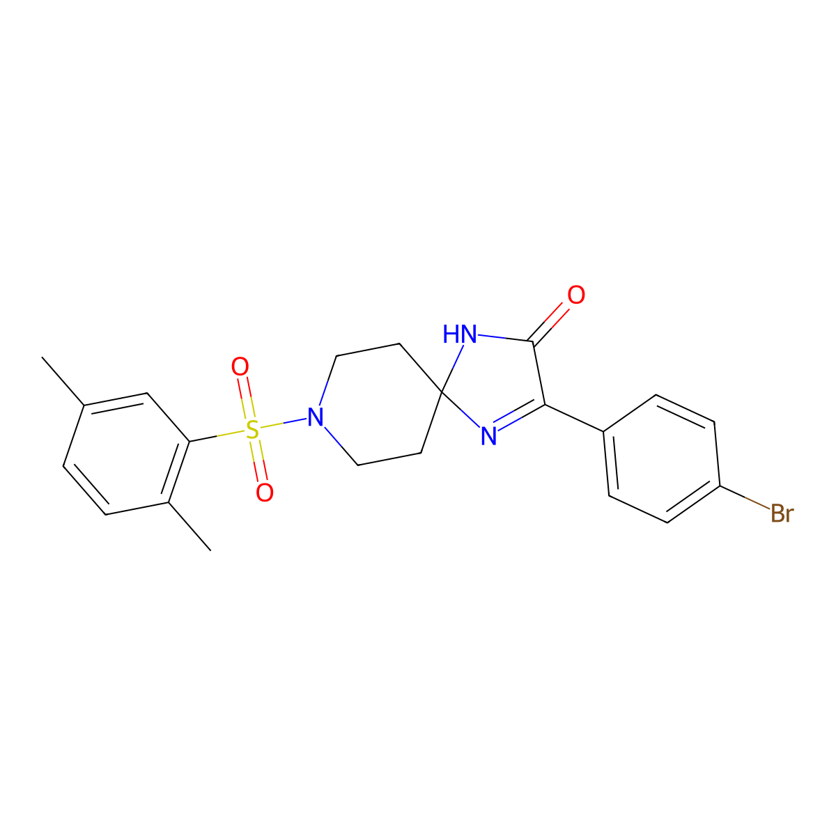 3-(4-Bromophenyl)-8-((2,5-dimethylphenyl)sulfonyl)-1,4,8-triazaspiro[4.5]dec-3-en-2-one molecular structure, CAS 1216678-23-7