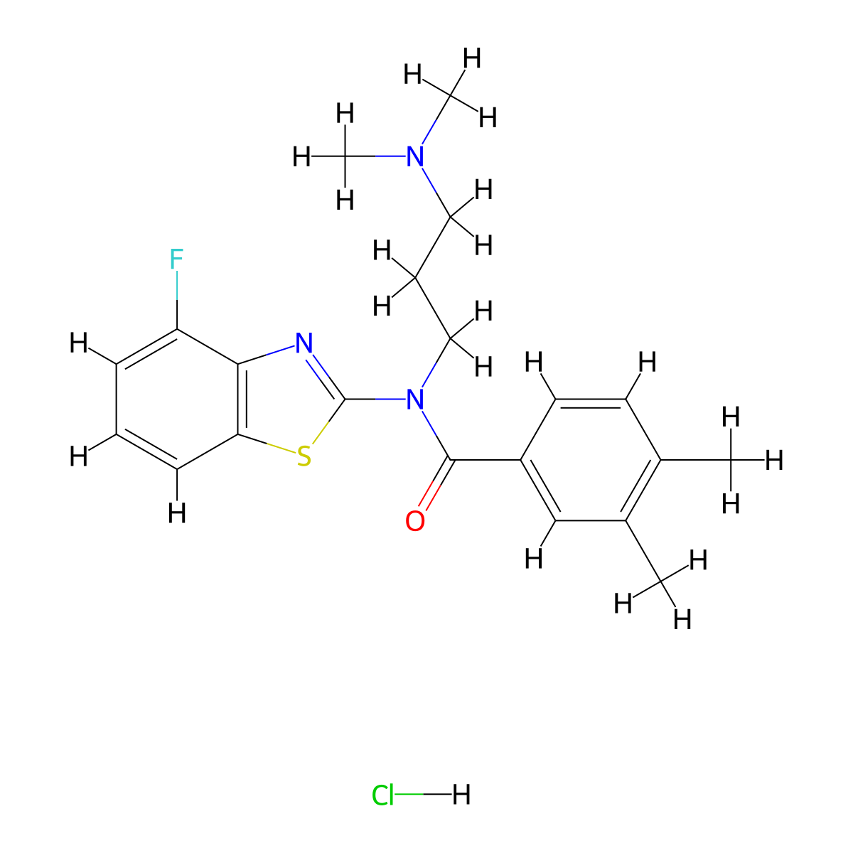 N-(3-(dimethylamino)propyl)-N-(4-fluorobenzo[d]thiazol-2-yl)-3,4-dimethylbenzamide hydrochloride molecular structure, CAS 1216679-03-6