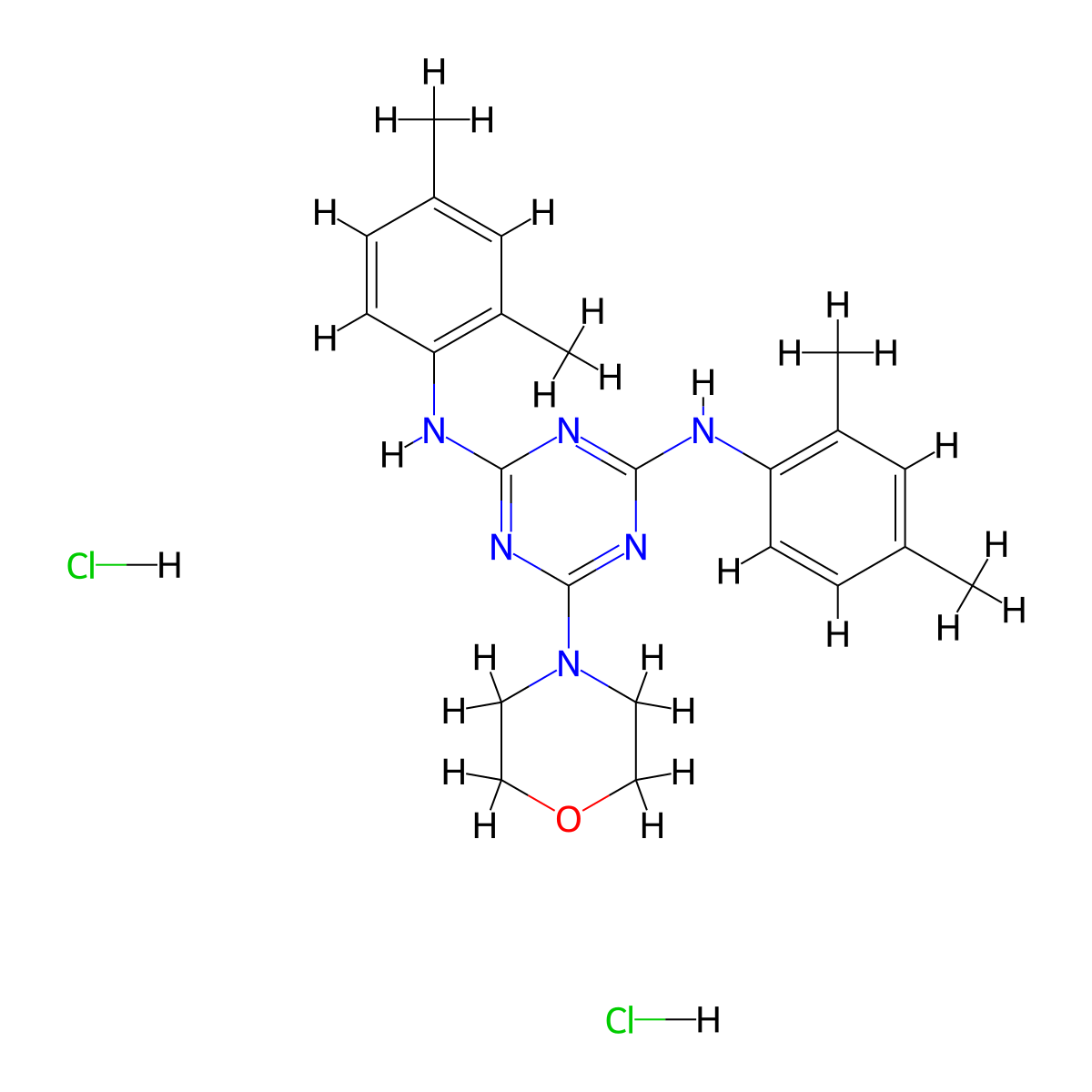 N2,N4-bis(2,4-dimethylphenyl)-6-morpholino-1,3,5-triazine-2,4-diamine dihydrochloride molecular structure, CAS 1216679-18-3