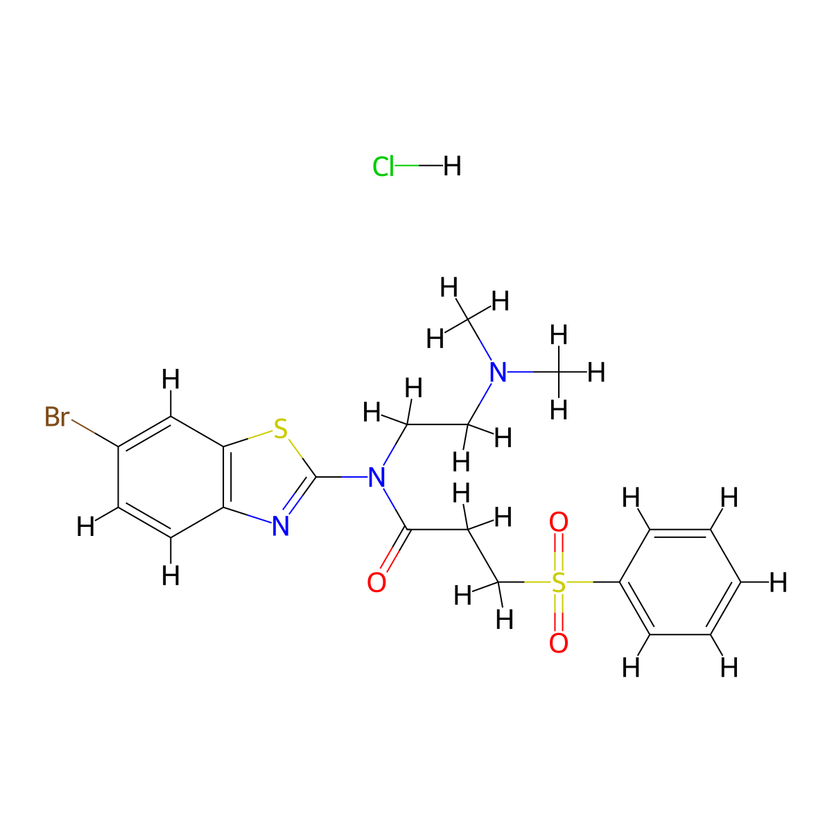 N-(6-bromobenzo[d]thiazol-2-yl)-N-(2-(dimethylamino)ethyl)-3-(phenylsulfonyl)propanamide hydrochloride molecular structure, CAS 1216679-99-0