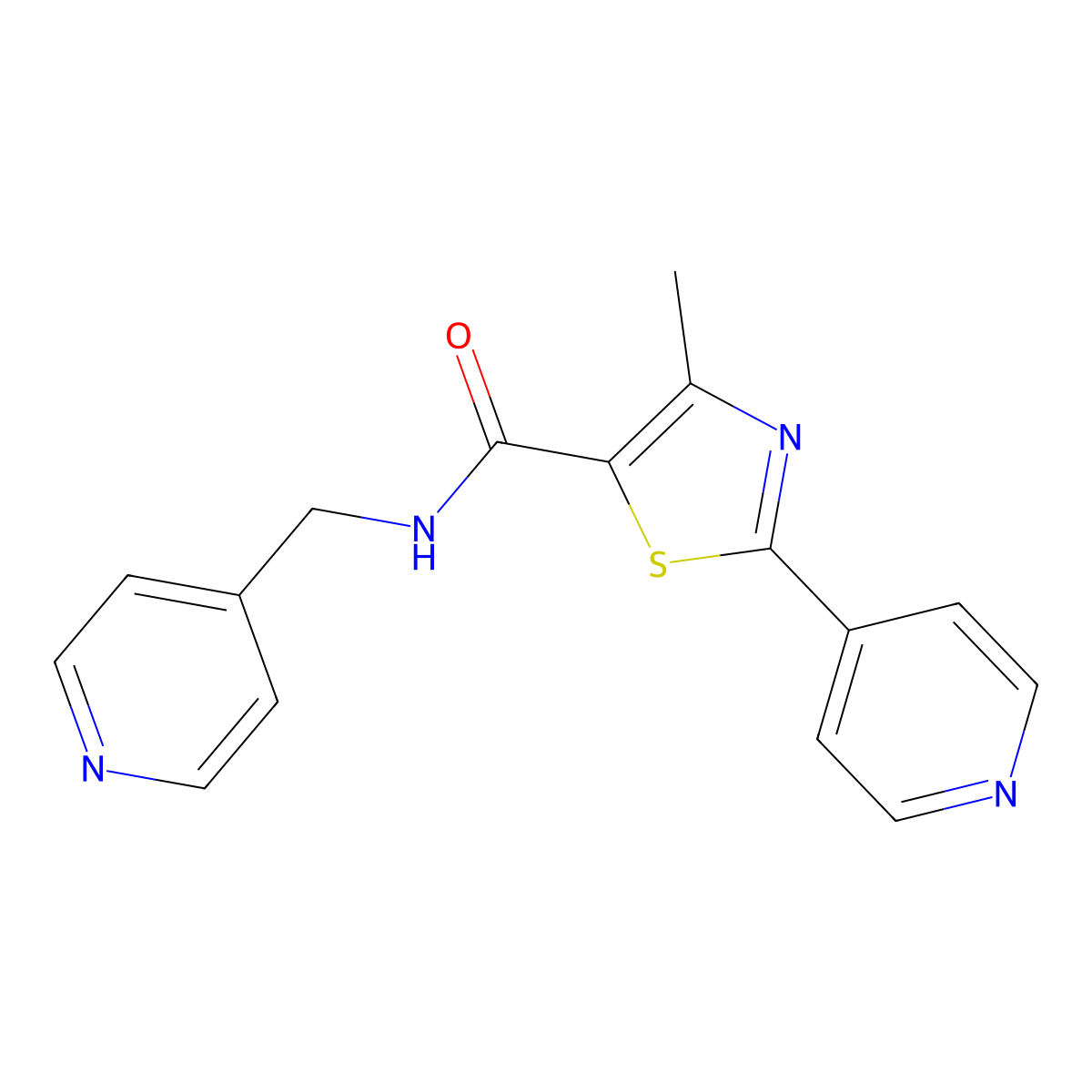 4-methyl-2-(pyridin-4-yl)-N-(pyridin-4-ylmethyl)-1,3-thiazole-5-carboxamide molecular structure, CAS 1216680-99-7